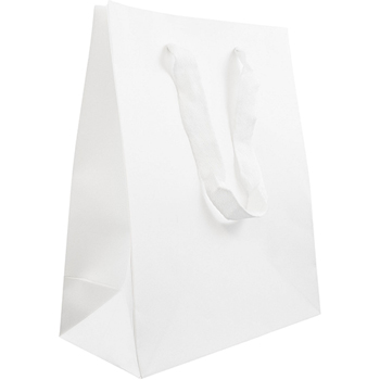 JAM Paper Heavy Duty Kraft Gift Bags, Medium (8&quot; x 10&quot; x 4&quot;), White Matte Recycled, 3/PK