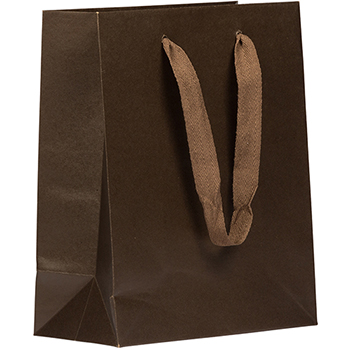 JAM Paper Kraft Gift Bag, 8&quot; x 4&quot; x 10&quot;, Chocolate Brown Matte Recycled