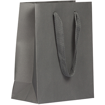 JAM Paper Recycled Gift Bag, 8&quot; x 4&quot; x 10&quot;, Matte Gray