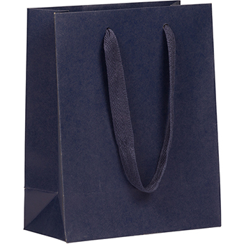 JAM Paper Kraft Gift Bag, 8&quot; x 4&quot; x 10&quot;, Navy Blue Matte Recycled