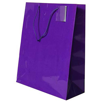 JAM Paper Glossy Gift Bag, 10&quot; x 5&quot; x 13&quot;, Purple