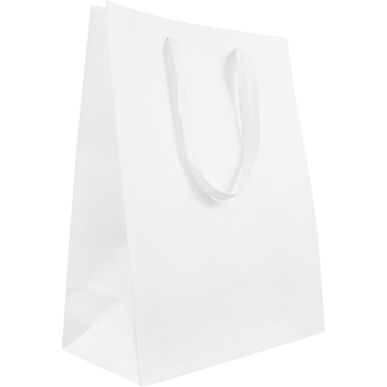 JAM Paper Heavy Duty Kraft Gift Bags, Large (10&quot; x 13&quot; x 5&quot;), White Matte Recycled, 3/PK