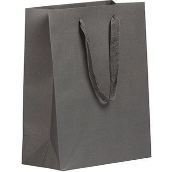 JAM Paper Recycled Gift Bag, 10&quot; x 5&quot; x 13&quot;, Matte Gray