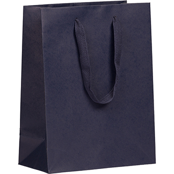 JAM Paper Kraft Gift Bag, 10&quot; x 5&quot; x 13&quot;, Navy Blue Matte Recycled