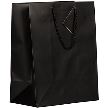 JAM Paper Gift Bag, 10&quot; x 5&quot; x 13&quot;, Black Matte