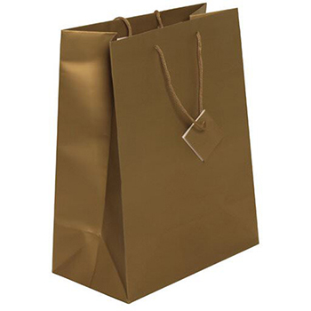 JAM Paper Gift Bag, 10&quot; x 5&quot; x 13&quot;, Gold Matte