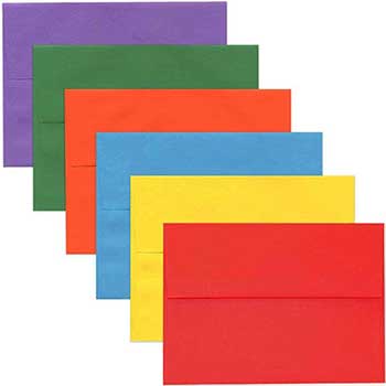 JAM Paper A6 Colored Invitation Envelopes, 4 3/4&quot; x 6 1/2&quot;, Assorted Colors, 50/PK