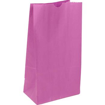 JAM Paper Kraft Lunch Bags, 4 1/4&quot; 2 1/4&quot; x 8&quot;, Fuchsia Pink, 500/BX