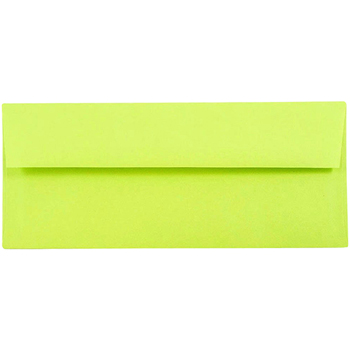 JAM Paper #10 Business Envelopes, 4 1/8&quot; x 9 1/2&quot;, Brite Hue Ultra Lime, 25/PK