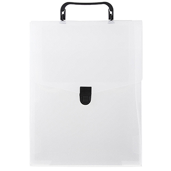 JAM Paper Vertical Plastic Briefcase with Buckle Closure, 9 1/4&quot; x 12&quot; x 2 1/2&quot;, Clear