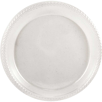 JAM Paper Round Party Plates, Plastic, 7&quot;, Clear, 20 Plates/Pack