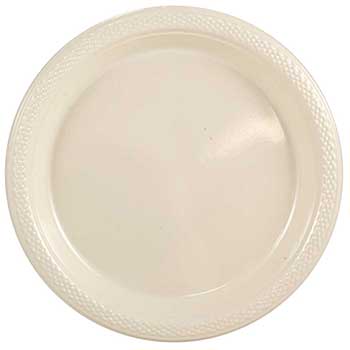 JAM Paper Round Party Plates, Plastic, 7&quot;, Ivory, 20 Plates/Pack