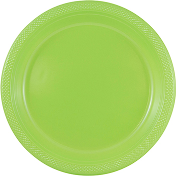 JAM Paper Round Party Plates, Plastic, 7&quot;, Lime Green, 20 Plates/Pack