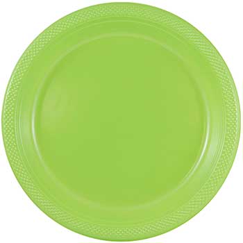 JAM Paper Bulk Round Party Plates, Plastic, 7&quot;, Lime Green, 200 Plates/Pack