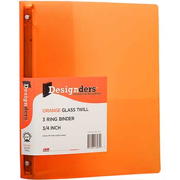 JAM Paper Plastic 3 Ring Binder, 3/4&quot;, Orange