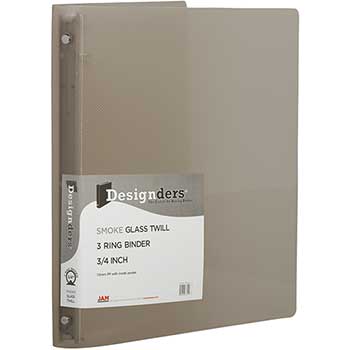 JAM Paper Plastic 3 Ring Binder, 3/4&quot;, Smoke Gray