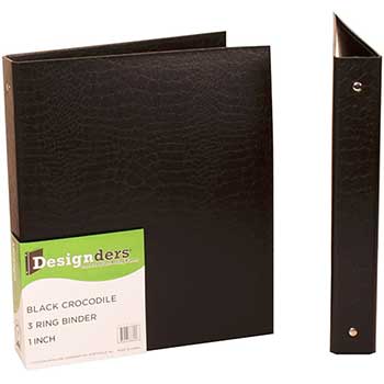 JAM Paper Premium Crocodile Textured Binder, 1&quot;, Black