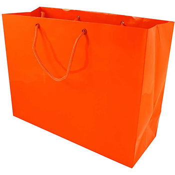 JAM Paper Glossy Horizontal Gift Bag, 13&quot; x 5&quot; x 10&quot;, Orange