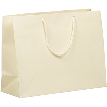 JAM Paper Heavy-Duty Matte Horizontal Gift Bag, 13&quot; x 5&quot; x 10&quot;, Ivory Kraft Recycled