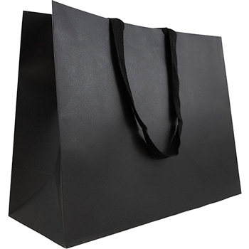 JAM Paper Heavy Duty Kraft Gift Bags, Extra Large (17&quot; x 13&quot; x 6&quot;), Black Matte Recycled, 3/PK