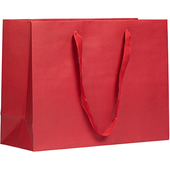 JAM Paper Matte Horizontal Gift Bag, 17&quot; x 6&quot; x 13&quot;, Red Recycled