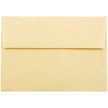 JAM Paper A7 Parchment Invitation Envelopes, 5 1/4&quot; x 7 1/4&quot;, Antique Gold Recycled, 25/PK