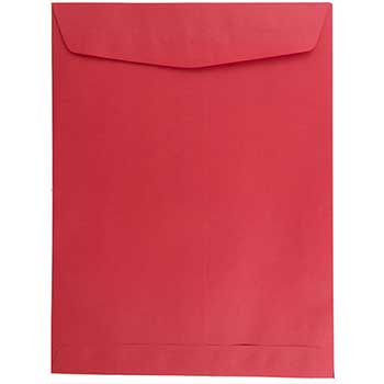 JAM Paper Open End Catalog Colored Envelopes, 9&quot; x 12&quot;, Red, Recycled, 25/PK