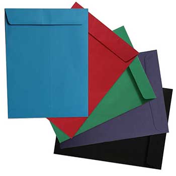 JAM Paper Open End Catalog Colored Envelopes, 9&quot; x 12&quot;, Assorted Colors, 50/PK