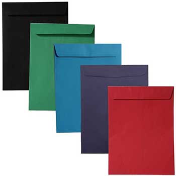 JAM Paper Open End Catalog Colored Envelopes, 10&quot; x 13&quot;, Assorted Colors, 50/PK