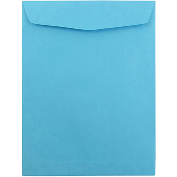 JAM Paper 9&quot; x12&quot; Open End Catalog Envelopes with Gum Closure, Brite Hue Blue , 100/PK