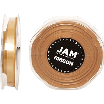 JAM Paper Double Faced Satin Ribbon, 3/8&quot; Wide, Gold, 25 Yards/RL
