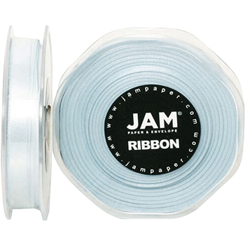 JAM Paper Double Faced Satin Ribbon, 3/8&quot; Wide, Baby Blue, 25 Yards/RL