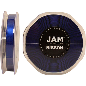 JAM Paper Double Faced Satin Ribbon, 3/8&quot; Wide, Royal Blue, 25 Yards/RL