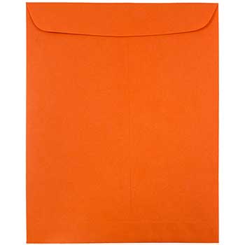 JAM Paper Open End Catalog Colored Envelopes, 9&quot; x 12&quot;, Orange, Recycled, 50/PK