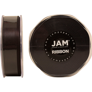 JAM Paper Double Faced Satin Ribbon, 7/8&quot; Wide, Black, 25 Yards/RL