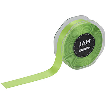 JAM Paper Double Faced Satin Ribbon, 7/8&quot; x 25 yd., Lime Green