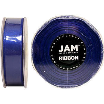 JAM Paper Double Faced Satin Ribbon, 7/8&quot; Wide, Royal Blue, 25 Yards/RL