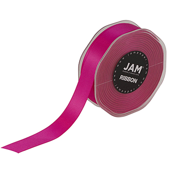 JAM Paper Double Faced Satin Ribbon, 7/8&quot; x 25 yd., Shocking Pink