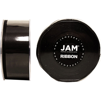 JAM Paper Double Faced Satin Ribbon, 1 1/2&quot; Wide, Black, 25 Yards/RL