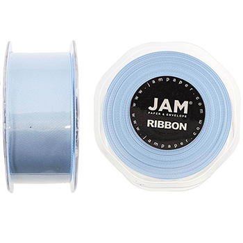 JAM Paper Double Faced Satin Ribbon, 1 1/2&quot; x 25 yd., Light Blue