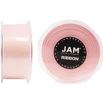 JAM Paper Double Faced Satin Ribbon, 1 1/2&quot; x 25 yd., Light Pink