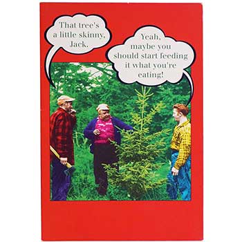 JAM Paper Christmas Cards &amp; Matching Envelopes Set, A7, 5.25&quot; x 7.25&quot;, Funny Skinny Tree, 10 Cards/Pack