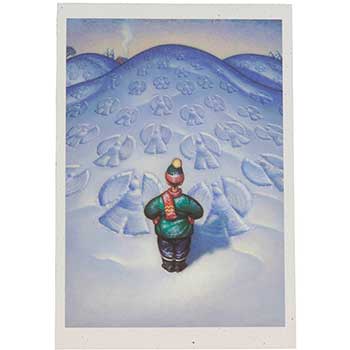 JAM Paper Christmas Cards &amp; Matching Envelopes Set, A7, 5.25&quot; x 7.25&quot;, Modern Snow Angels, 10 Cards/Pack