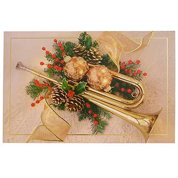 JAM Paper Christmas Card Sets with Envelopes, A8, 5.25&quot; x 8.13&quot;, Holiday Horn, 10 Cards/Pack