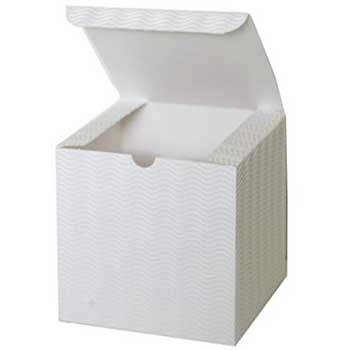JAM Paper Open Lid Gift Box, 6&quot; x 6&quot; x 6&quot;, White Corrugated Wave