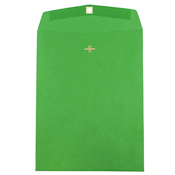 JAM Paper Open End Catalog Envelopes with Clasp Closure, 10&quot; x 13&quot;, Green Recycled, 50/PK