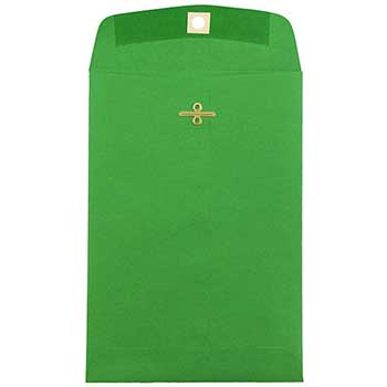 JAM Paper Open End Catalog Colored Envelopes with Clasp Closure, 6&quot; x 9&quot;, Green Recycled, 50/BX
