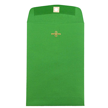 JAM Paper Open End Catalog Envelopes with Clasp Closure, 6&quot; x 9&quot;, Green Recycled, 25/PK