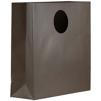 JAM Paper Heavy Duty Die-Cut Glossy Gift Bags with Round Handle, 12&quot; x 4&quot; x 4&quot;, Chocolate Brown, 3/PK