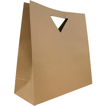 JAM Paper Heavy Duty Matte Die Cut Gift Bags, Large (15&quot; x 5 1/2&quot; x 15&quot;), Kraft Brown, 3/PK